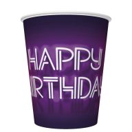   Geburtstag Neon Cake Happy Birthday Papierbecher 8 Stück 250 ml