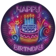 Geburtstag Neon Cake Happy Birthday Pappteller 8 Stk 18 cm