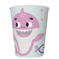   Geburtstag Pink Shark Happy Birthday Pappbecher 8 Stk. 250 ml