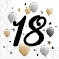   Geburtstag Milestone Happy Birthday 18 Serviettenset 20 Stk 33x33 cm
