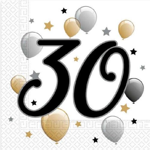 Happy Birthday 30 Milestone Serviette 20 Stk. 33x33 cm
