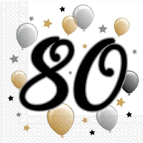 Happy Birthday 80 Milestone Serviette 20 Stk. 33x33 cm