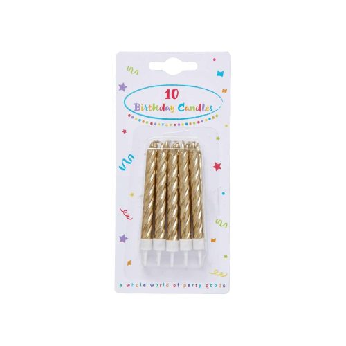Geburtstag Happy Birthday Gold Tortekerze, Kerzenset 10-teilig