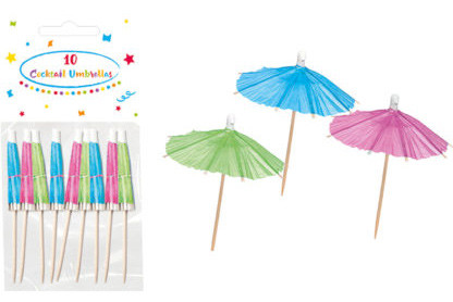 Farbe Schirm-Cocktail Rührstäbchen 10er Pack