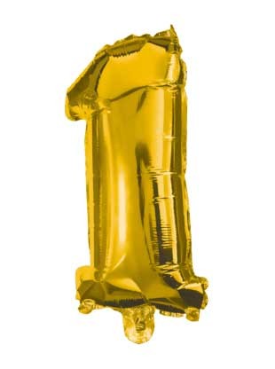 1 Gold Nummer FolienLuftballon 33 cm