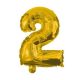 Nummer Gold, Gold Mini-Zahl 2 Folienballon 32 cm