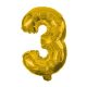 Nummer Gold, Gold Mini-Zahl 3 Folienballon 31 cm