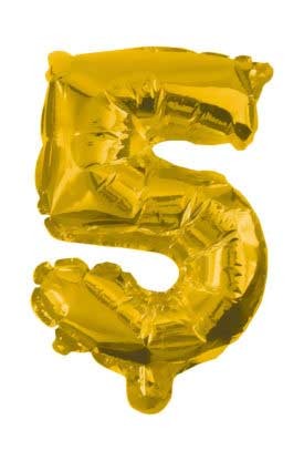 5 Gold Nummer FolienLuftballon 31 cm