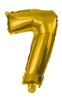 7 Gold Nummer FolienLuftballon 33 cm