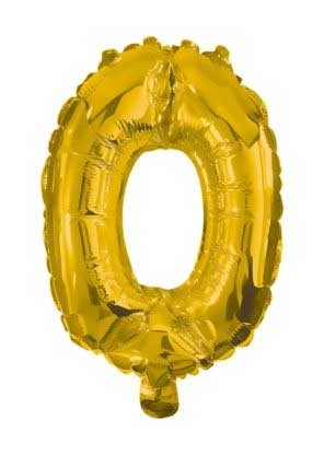 0 Gold Nummer FolienLuftballon 33 cm