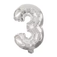 Nummer Mini Nummer 3 Silber Folienballon 31 cm
