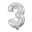 Nummer Mini Nummer 3 Silber Folienballon 31 cm