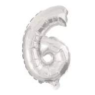 Nummer Mini 6 Silber Nummer Folienballon 35 cm