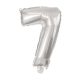 Nummer Mini Zahl 7 Silber Folienballon 33 cm