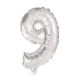 Nummer Mini Nummer 9 Silber Folienballon 35 cm