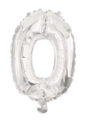 0 Silver Number FolienLuftballon 33 cm