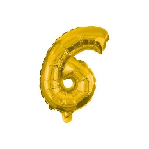 Nummer Gold, Riesen-Zahl 6 Folienballon 85 cm