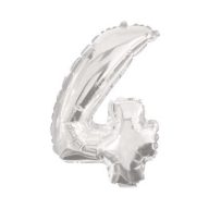 Nummer Riesen Nummer 4 Silber Folienballon 85 cm