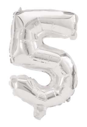 Giant 5 silver Nummer Folienballon 85 cm