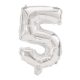 Nummer Riesen Nummer 5 Silberfolienballon 85 cm