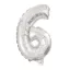 Nummer Riesen 6 Silber Zahl Folienballon 85 cm