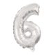 Nummer Riesen 6 Silber Zahl Folienballon 85 cm