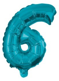 Mini 6 Blue Nummer Folienballon 32 cm