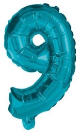 Mini 9 Blue Nummer Folienballon 32 cm