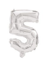 silver, silber Nummer 5 Folienballon 10 cm