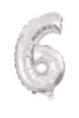 silver, silber Nummer 6 Folienballon 10 cm