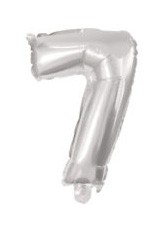 silver, silber Nummer 7 Folienballon 10 cm