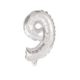 Nummer Silber, Silbernes Nummer 9 Folienballon 10 cm