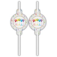 Geburtstag Streamers Happy Birthday Papierstrohhalm 4er-Set