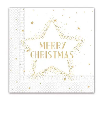 Weihnachten Gold Merry Christmas Star Serviette 20 Stk 33x33 cm