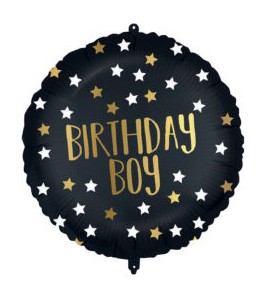 black-Gold Birthday Boy Folienballon 46 cm