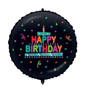 Happy Birthday Black Confetti Folienballon 46 cm