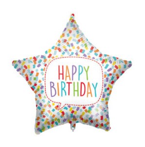 Happy Birthday Bright Star Folienballon 46 cm