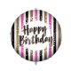 Happy Birthday Pink Gold stripes Folienballon 46 cm