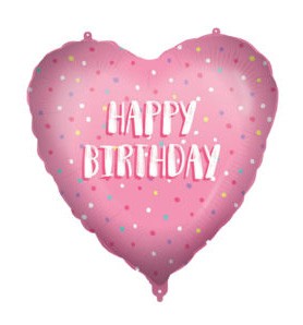Happy Birthday Pink Heart Folienballon 46 cm