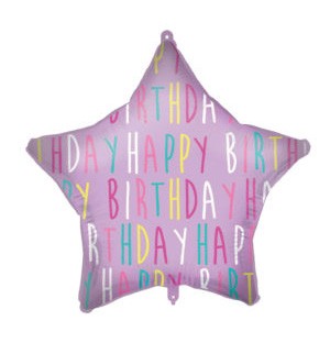 Happy Birthday Purple Star Folienballon 46 cm