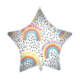 Happy Birthday Rainbow Star Folienballon 46 cm