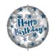 Happy Birthday blue Silver Stars Folienballon 46 cm