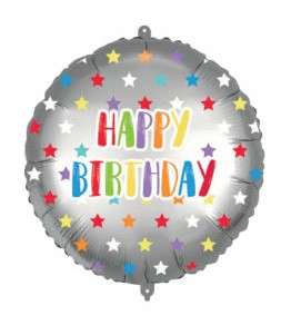 Happy Birthday Colorful Stars Folienballon 46 cm