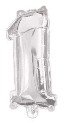 Nummer Silber, Folienballon Nummer 1 95 cm
