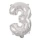 Nummer Silber, Nummer 3 Folienballon 95 cm