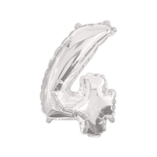 Nummer Silber, Silber Folienballon Nummer 4, 95 cm