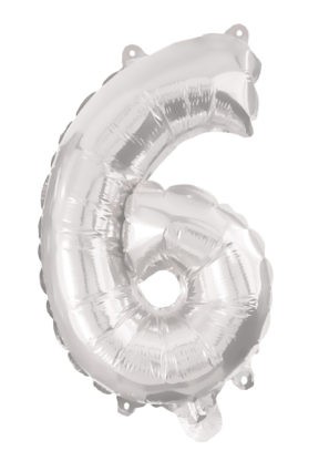 silver, silber Nummer 6 Folienballon 95 cm