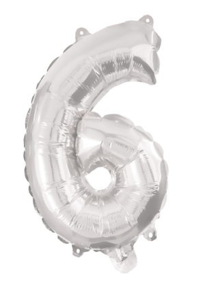 Nummer Silber, Silber Nummer 6 Folienballon 95 cm