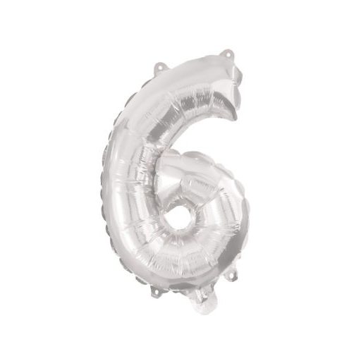 Nummer Silber, Silber Nummer 6 Folienballon 95 cm