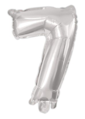 Nummer Silber, Silber 7er Zahlen Folienballon 95 cm
